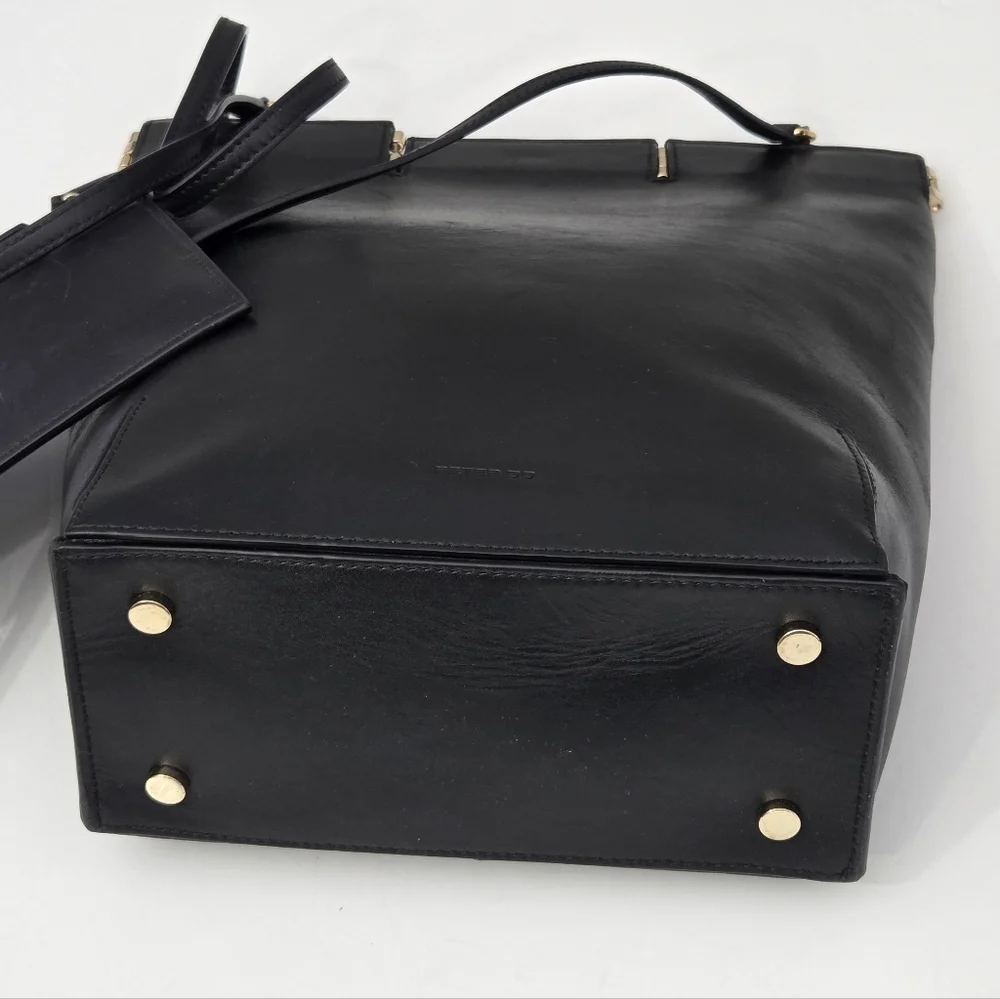 PETER DO HINGED LEATHER BAG - BLACK